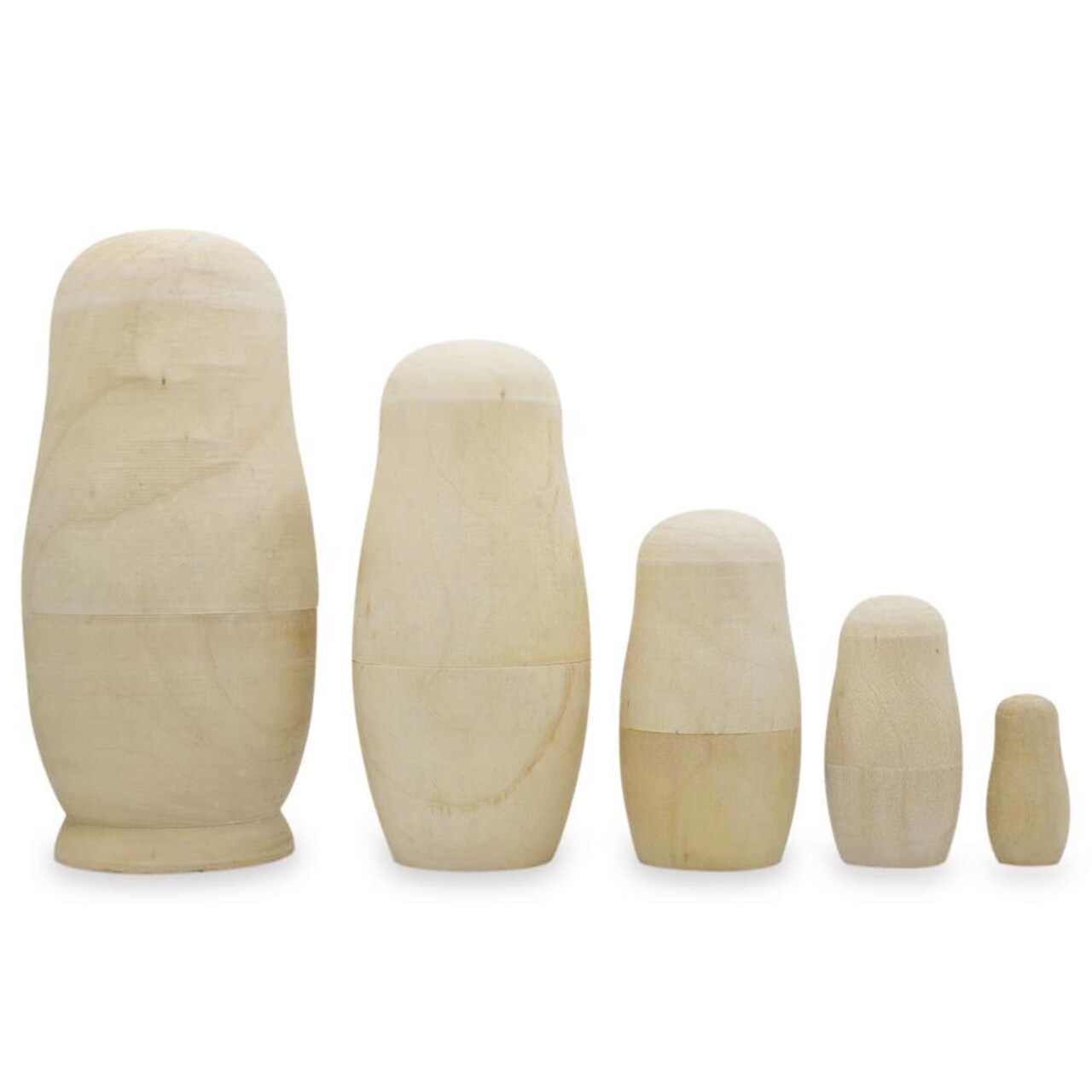 Set of 5 Unfinished Wooden Nesting Dolls DIY Craft Blanks for Painting 6 Inches